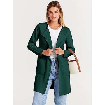 ANRABESS Women's Open Front Knit Lightweight Cardigan Casual Long Coatigan Sweater Lady Jacket Coat 2025 Fall Outerwear Opal Green Medium