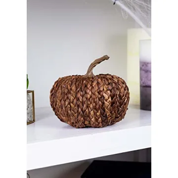 Braided Corn Husk Pumpkin Halloween Decor Indoor Display