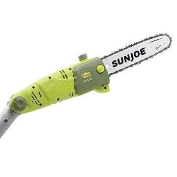 Sun Joe SWJ803E 10 inch 8.0 Amp Electric Multi-Angle Pole Chain Saw, Corded electric, Green