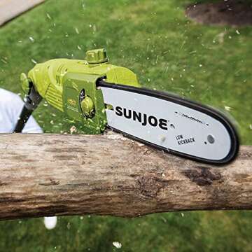 Sun Joe SWJ803E 10 inch 8.0 Amp Electric Multi-Angle Pole Chain Saw, Corded electric, Green
