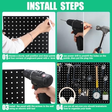 Therwen Metal Pegboard Wall Organizer Kit for Versatile Storage