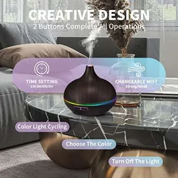 Aromatherapy Essential Oil Diffuser Set - 550ML Ultrasonic Humidifier for Large Rooms - Vaporizer and Aroma Diffuser for Home Bedroom