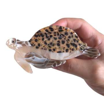 Fashion Sea Turtle Hair Clip,Acetate Hair Claw,Small Hair Clips for Women,Brown