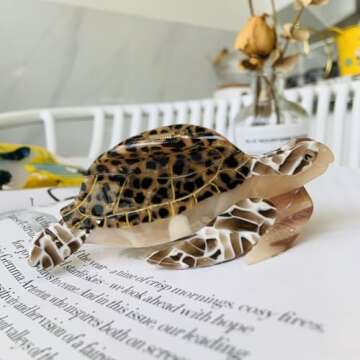 Fashion Sea Turtle Hair Clip,Acetate Hair Claw,Small Hair Clips for Women,Brown