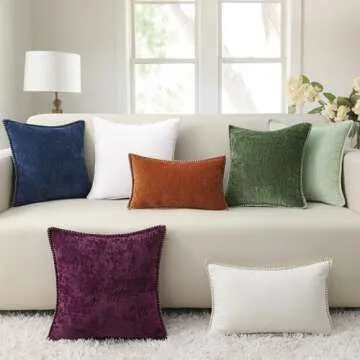 decorUhome St Patricks Day Chenille Soft Spring Throw Pillow Covers 22x22 Set of 2, Farmhouse Velvet Decorative Pillow Covers with Stitched Edge for Couch Sofa Bed, Forest Elf