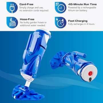 POOL BLASTER Catfish Ultra Rechargeable, Battery-Powered, Pool-Cleaner, Ideal for In-Ground Pools and Above Ground Pools for Cleaning Leaves, Dirt and Sand & Silt.