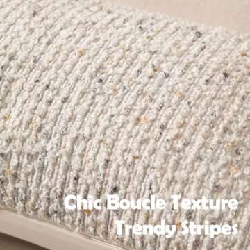 DEZENE Striped Throw Pillow Covers Set of 2 Chic Boucle Decorative Covers for Home