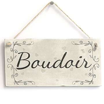 Boudoir Vintage Wooden Sign - French Country Style Decor for Home