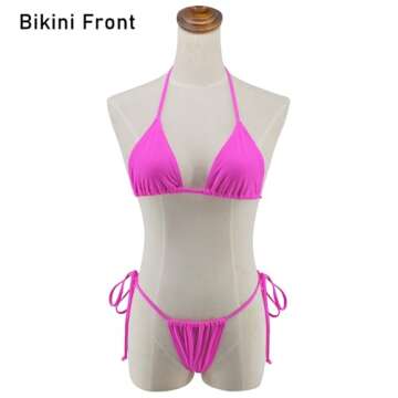 SHERRYLO Bikini Swimsuit for Women Black Triangle Top Brazilian Thong Cut Bottom Sexy Bathing Suits for Women