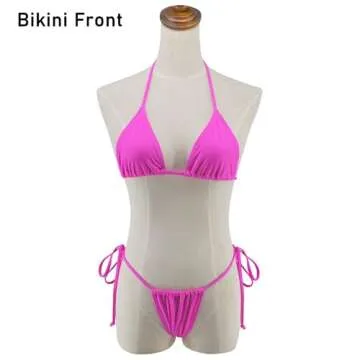 SHERRYLO Bikini Swimsuit for Women Black Triangle Top Brazilian Thong Cut Bottom Sexy Bathing Suits for Women