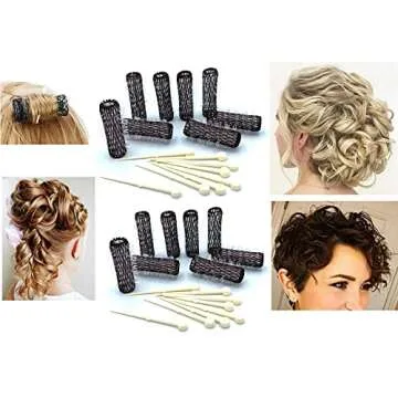 16 pc Vintage Style Hair Roller Mini Small Brush Rollers Mesh Curlers Bristles 2"x 1/2" Flexible Locking Pins Small Curls Short Hair