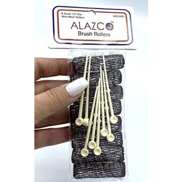 16 pc Vintage Style Hair Roller Mini Small Brush Rollers Mesh Curlers Bristles 2"x 1/2" Flexible Locking Pins Small Curls Short Hair