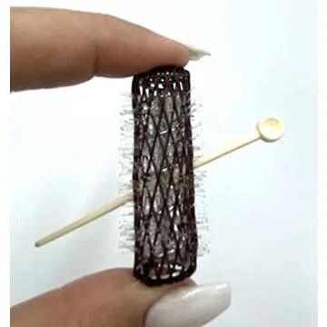 16 pc Vintage Style Hair Roller Mini Small Brush Rollers Mesh Curlers Bristles 2"x 1/2" Flexible Locking Pins Small Curls Short Hair