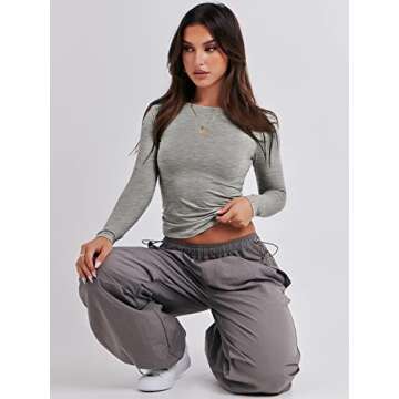 Trendy ANRABESS Long Sleeve Crop Tops for Women