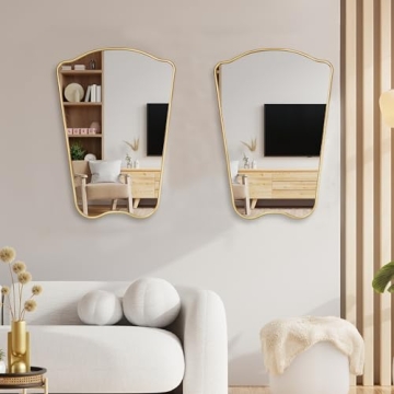 MONJITA Gold Irregular Wall Mirror Modern Farmhouse Luxury