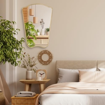 MONJITA Gold Irregular Wall Mirror Modern Farmhouse Luxury