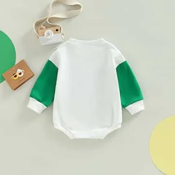 FunurHoome Newborn Baby Girl Boy Clothes St Patrick's Day Sweatshirt Romper Crewneck Shamrock Clover Print Bodysuit (Green Plaid 2, 6-12 Months)