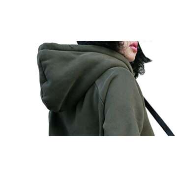 NUTEXROL Women's Thickening Long Fleece Sweatshirt String Hoodie Dress Pullover Plus Size, Army Gree...
