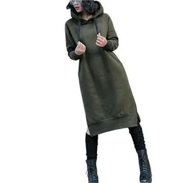 NUTEXROL Women's Fleece Hoodie Dress Warm & Stylish