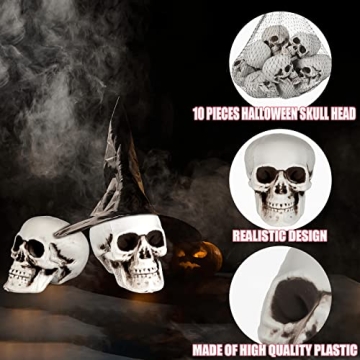 10 Mini Halloween Skulls for Spooky Decor