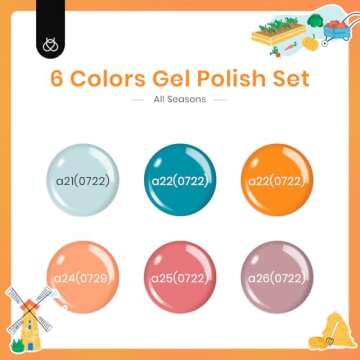 Beetles Fall Gel Nail Polish Set, Hotel California Collection Light Blue Orange Dusty Pink Gel Polish All Seasons Nail Art Manicure Kit Soak Off Uv LED Gel Gift for Girl Women
