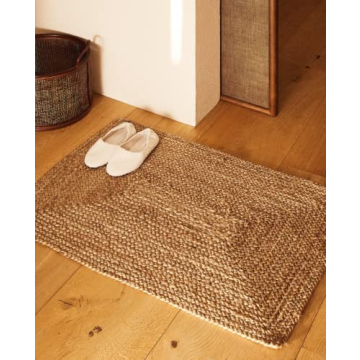 FRELISH DECOR Handwoven Jute Area Rug - 2x3 feet - Natural Yarn - Rustic Vintage Beige Braided Rever...
