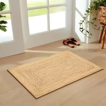 FRELISH Handwoven Jute Area Rug for Eco-Friendly Living