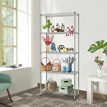 FDW 24" L×14" W×60" H Wire Shelving Unit Metal Shelf with 5 Tier Layer Rack Strong Steel for Resta...