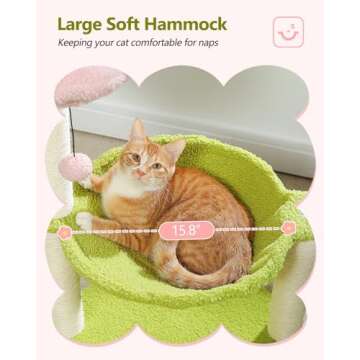 MUTTROS Flower Cat Tree, 28" Cat Tower with Cozy Flower Perch, Large Hammock for Indoor Small Cats, Cute Cat Tree with Sisal Scratching Post and Fur Toy Ball for Kittens, Pink