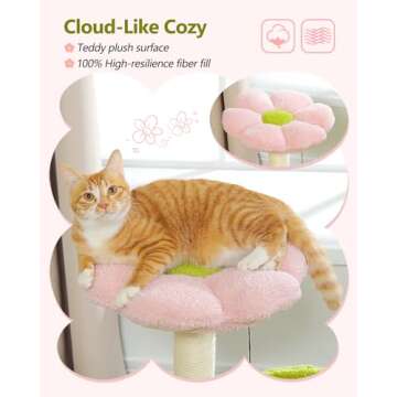 MUTTROS Flower Cat Tree, 28" Cat Tower with Cozy Flower Perch, Large Hammock for Indoor Small Cats, Cute Cat Tree with Sisal Scratching Post and Fur Toy Ball for Kittens, Pink