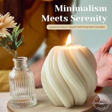 Luxanna Decor - Artistic Twirl Spiral Soy Candle, Aesthetic Home Décor, Trendy Minimalist Design, Long-Lasting Citrus Scented Candle, Perfect for Gifts & Special Occasions (White)