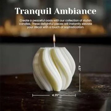 Luxanna Decor - Artistic Twirl Spiral Soy Candle, Aesthetic Home Décor, Trendy Minimalist Design, Long-Lasting Citrus Scented Candle, Perfect for Gifts & Special Occasions (White)