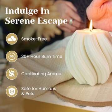 Luxanna Decor - Artistic Twirl Spiral Soy Candle, Aesthetic Home Décor, Trendy Minimalist Design, Long-Lasting Citrus Scented Candle, Perfect for Gifts & Special Occasions (White)