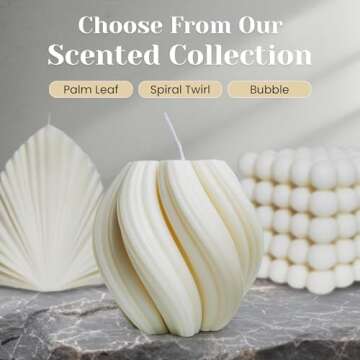 Luxanna Decor - Artistic Twirl Spiral Soy Candle, Aesthetic Home Décor, Trendy Minimalist Design, Long-Lasting Citrus Scented Candle, Perfect for Gifts & Special Occasions (White)