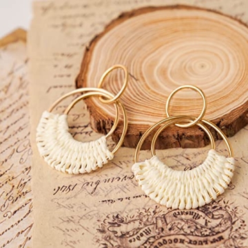 Raffia Hoop Earrings for Women Stylish Handmade Jewelry
