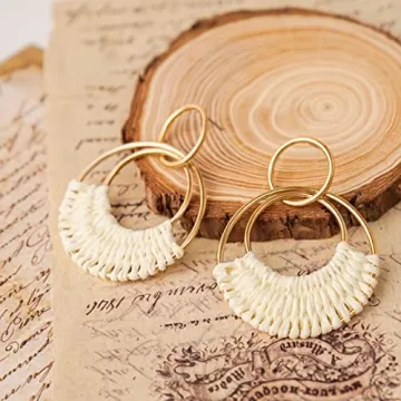 Raffia Hoop Earrings for Women Stylish Handmade Jewelry