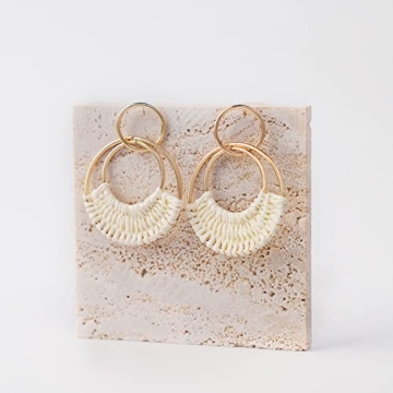 Raffia Hoop Earrings for Women Stylish Handmade Jewelry