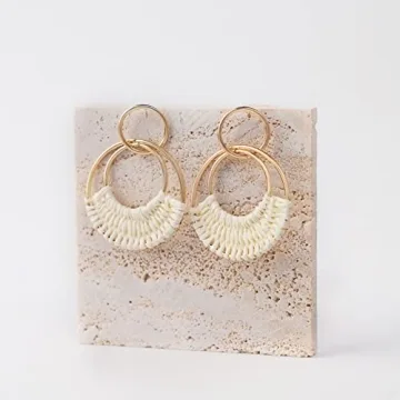Raffia Hoop Earrings for Women Stylish Handmade Jewelry