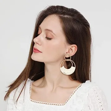 Raffia Hoop Earrings for Women Stylish Handmade Jewelry