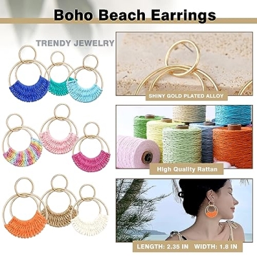 Raffia Hoop Earrings for Women Stylish Handmade Jewelry