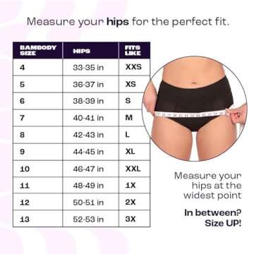 Bambody Absorbent Panty, 3rd Generation, Black, X-Small, 1pk