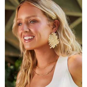 9 Pair Gold Earrings for Women Large Gold Disc Flower Woven Twisted Leaf Earrings for Women Statement Geometric Earrings Jewelry Gifts