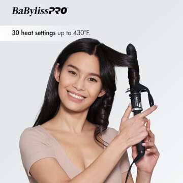 BaBylissPRO Porcelain Ceramic 1 1/4 Inch Curling Iron, Hair Styling Tools & Appliances, BP125S