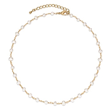 Dckazz Gold and Pearl Necklace - A Dainty Freshwater Choker
