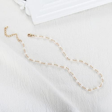 Dckazz Gold and Pearl Necklace for Women - Adjustable Choker