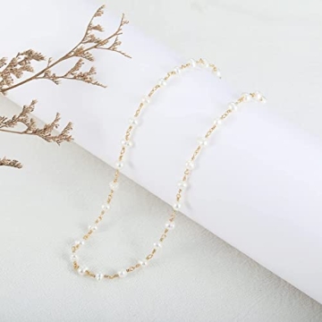 Dckazz Gold and Pearl Necklace for Women - Adjustable Choker