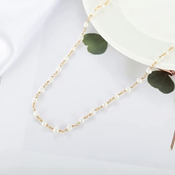 Dckazz Gold and Pearl Necklace for Women - Adjustable Choker
