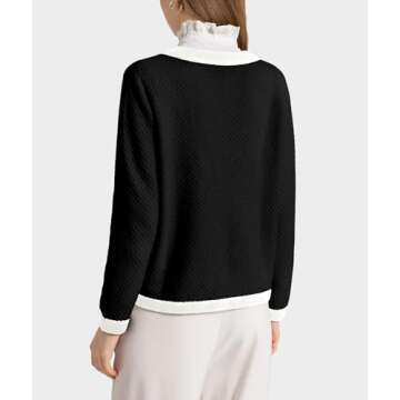 Casly Lamiit Womens 2025 Fashion Cardigan Sweaters Button Down V Neck Crop Fitted Chunky Cardigans Business Casual Work Clothes Knit Outerwear Black M