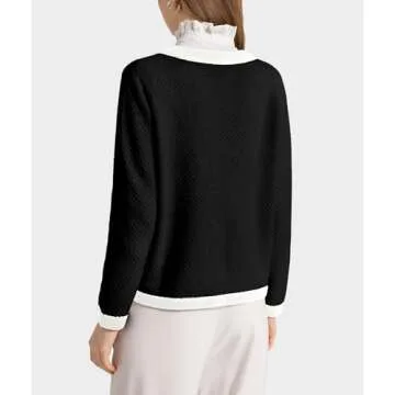 Casly Lamiit Womens 2025 Fashion Cardigan Sweaters Button Down V Neck Crop Fitted Chunky Cardigans Business Casual Work Clothes Knit Outerwear Black M