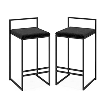 Comfortable Velvet Bar Stools Set of 4 with Back & Footrest for Kitchen